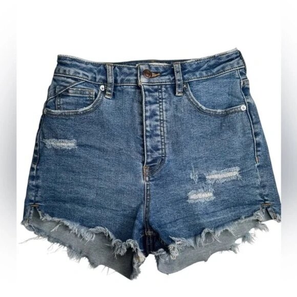 FREE PEOPLE - Women’s CRVY Vintage Frayed Hem High Rise Shorts - 26 - Picture 2 of 5